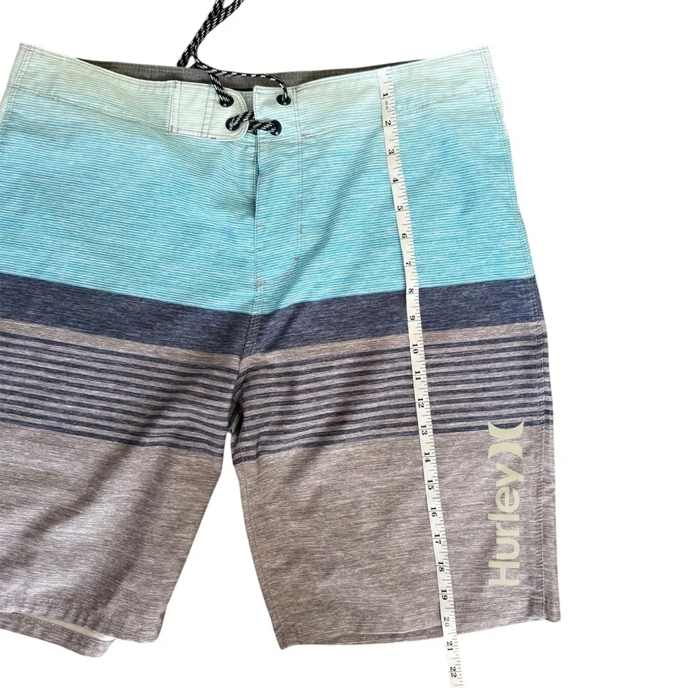 Hurley Board Shorts Men's 34 Blue Gray Swim Trunks‎ Surfer Coastal Vacation Y2K